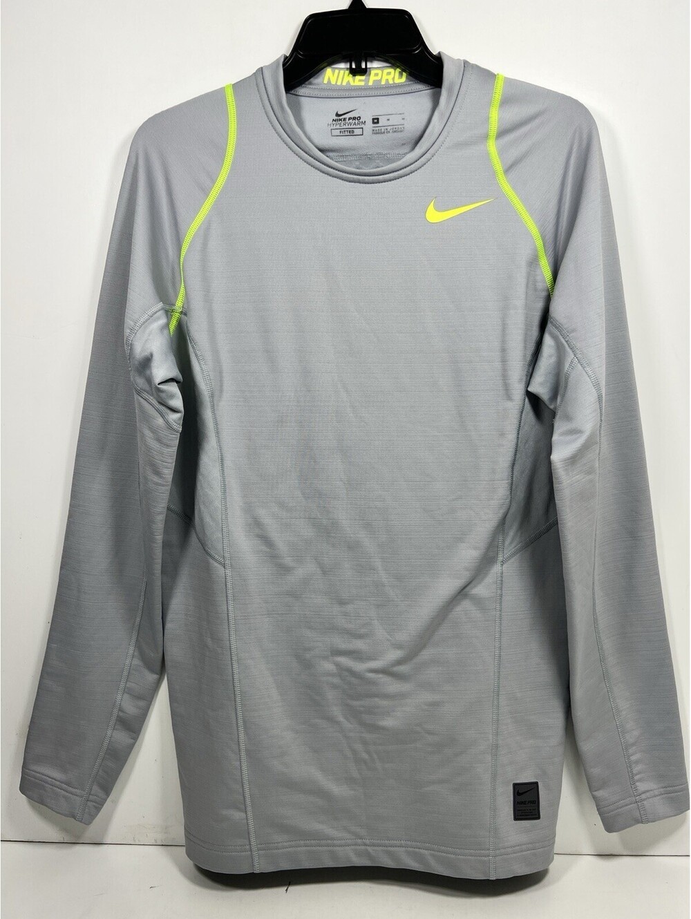 Nike Pro Hyper warm Compression Mock Neck Pullover Long Sleeve Gray Sz M Men